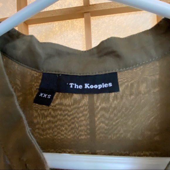 The Kooples Sheer Long Sleeve Silk Blend Shirt for in Khaki, XXS - Picture 6 of 9
